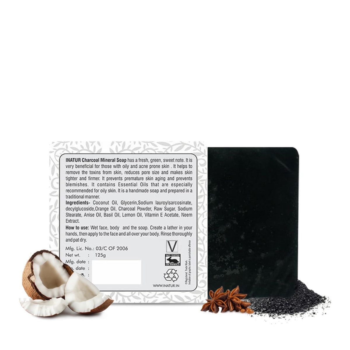 Inatur Charcoal Mineral Soap Deep Cleansing & Purifying | Grocsy