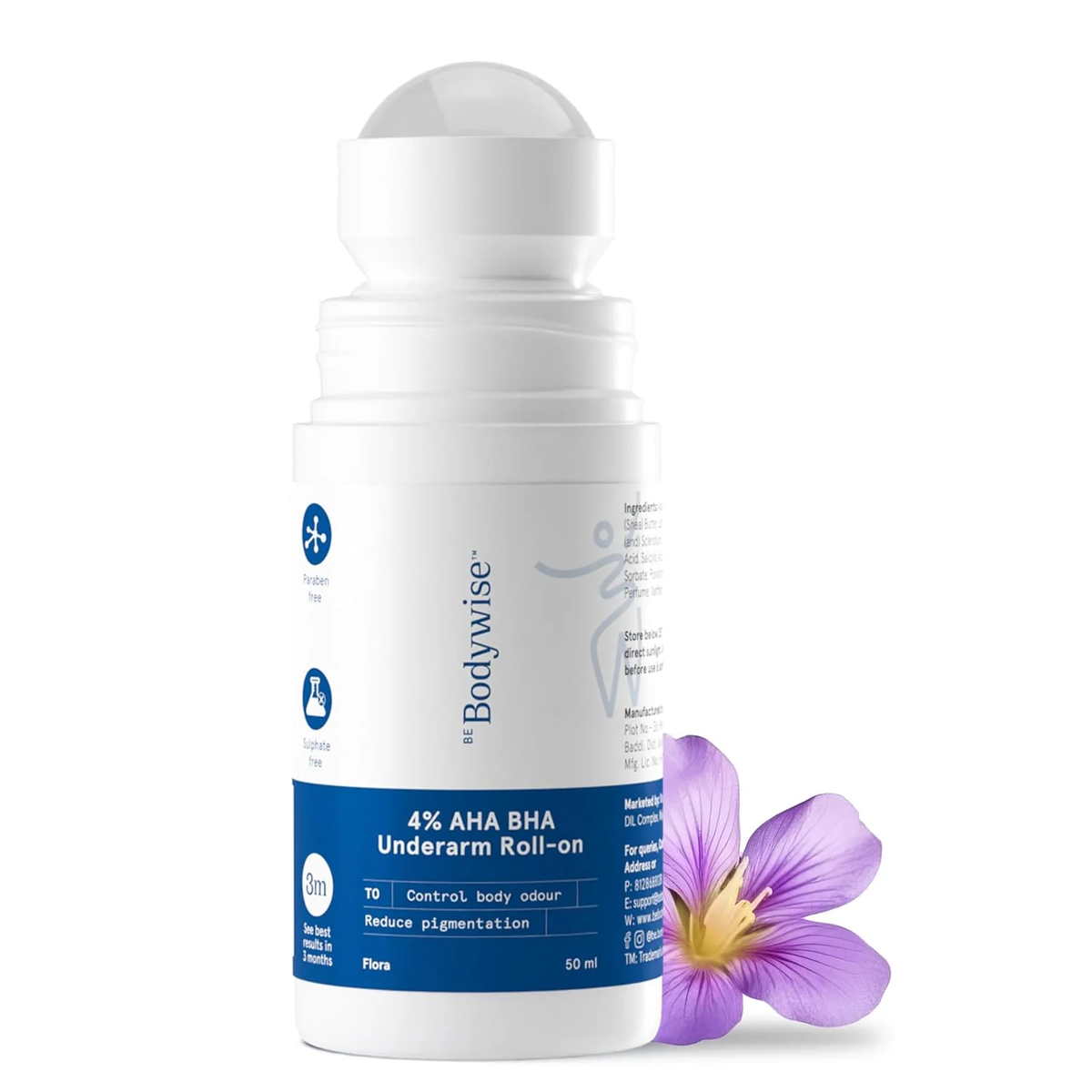 BeBodywise 4% AHA BHA Underarm Roll On For Reduce Pigmentation - Flora Fragrance | Grocsy