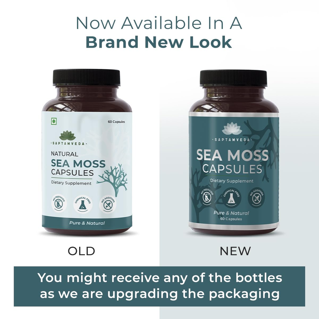 Saptamveda Irish Sea Moss 500mg Capsules | Grocsy