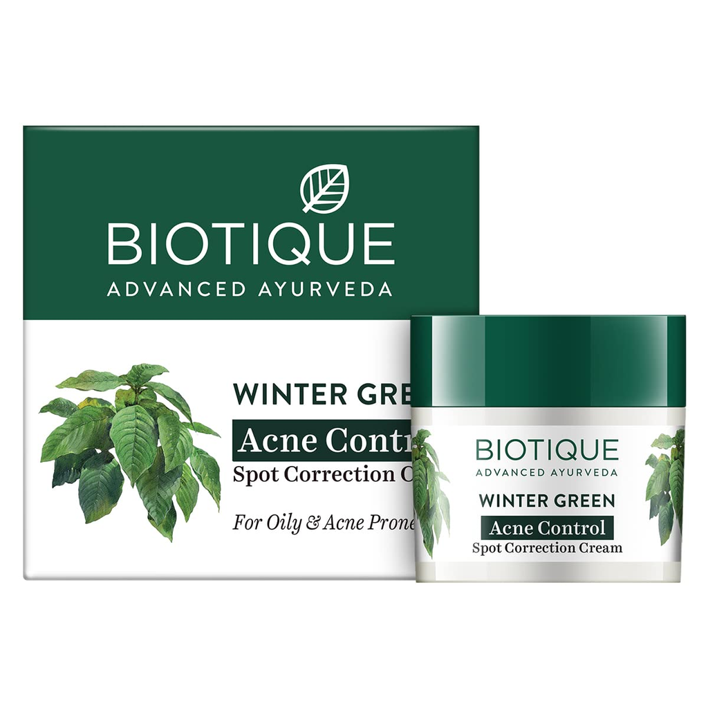 Biotique Bio Winter Green Spot Correcting Anti Acne Cream, 15g | Grocsy