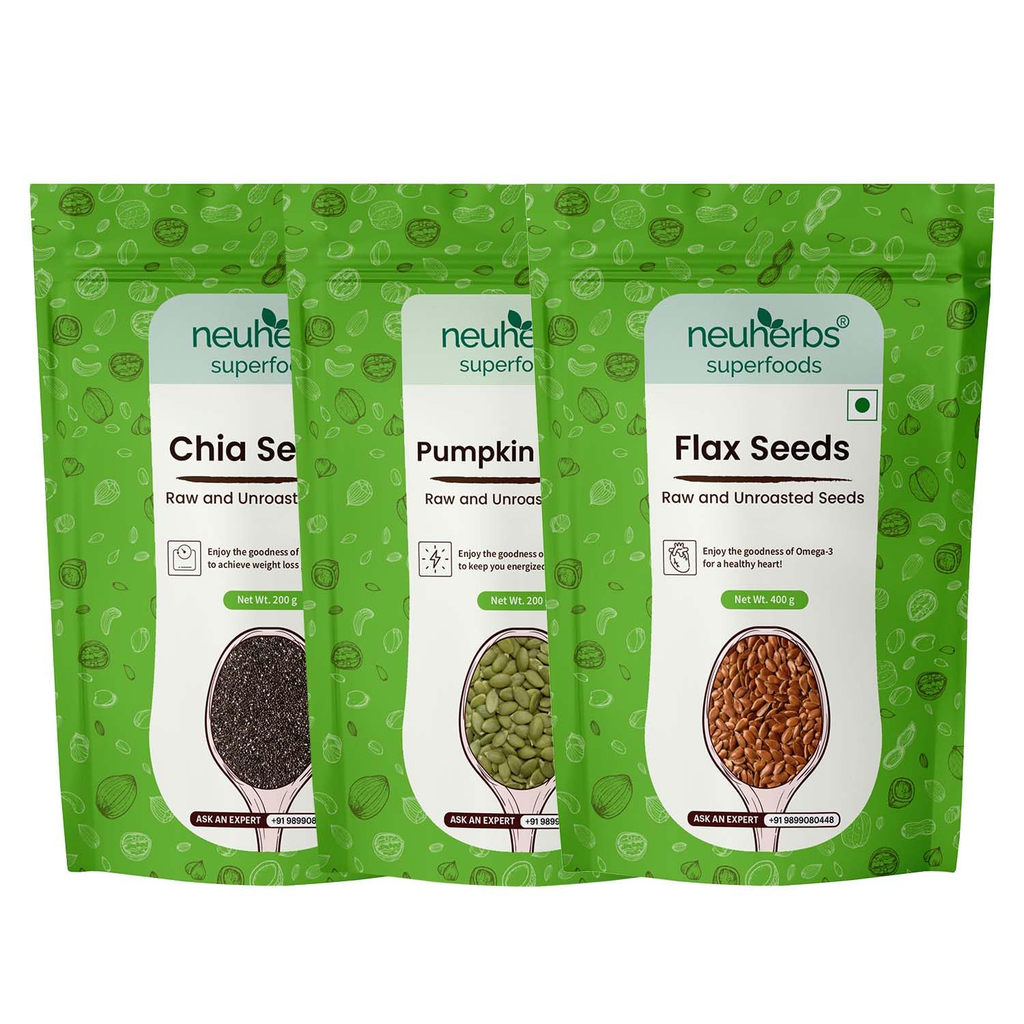 Neuherbs Organic Flax, Chia, and Pumpkin Seeds Combo | Grocsy