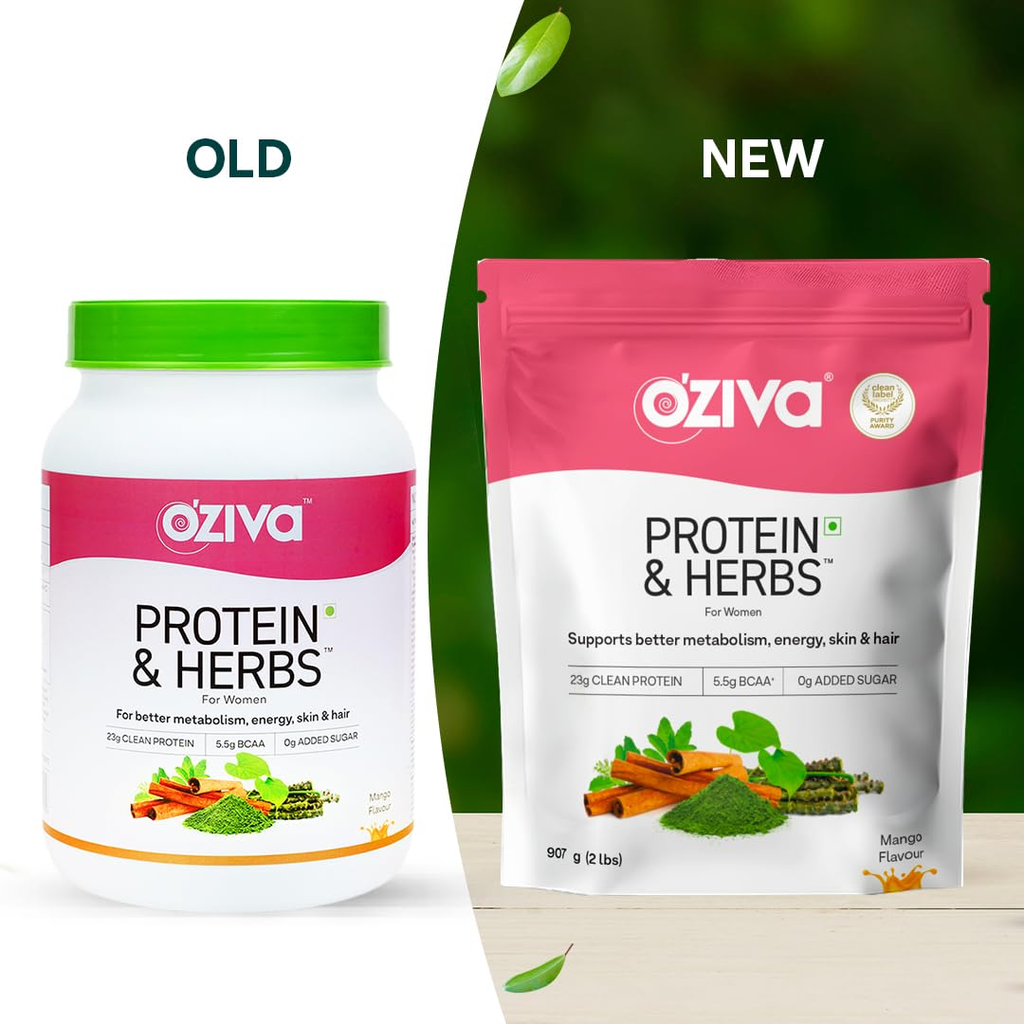 OZiva Protein & Herbs for Women - Protein Powder to Reduce Body Fat, Manage Weight & Metabolism, No Added Sugar | Grocsy