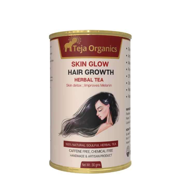 Teja Organics Skin Glow & Hair Growth Herbal Tea | Grocsy