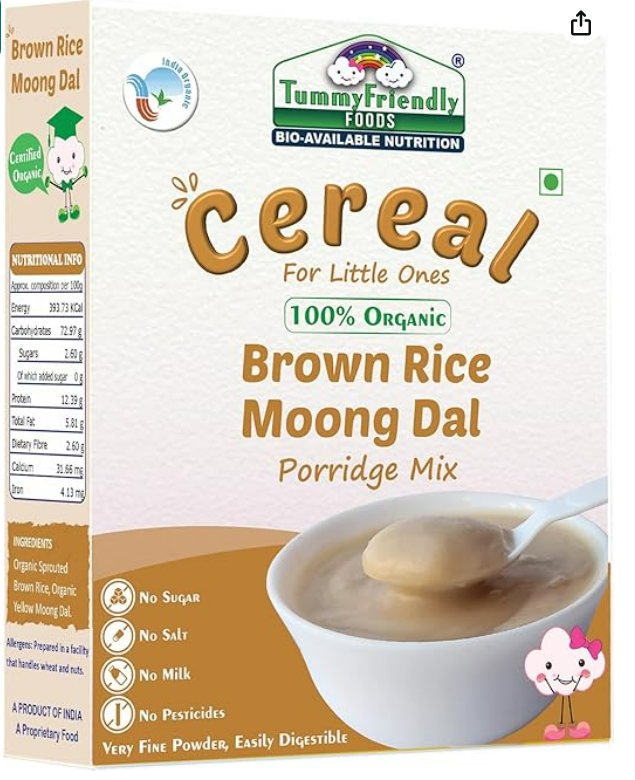 TummyFriendly Foods Organic Sprouted Brown Rice, Moong Dal Porridge Mix | Grocsy