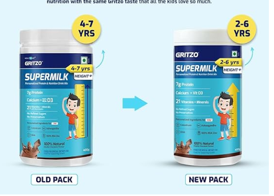 Gritzo Supermilk Weight+ For 4-7Y Boys - Double Chocolate Flavor | Grocsy