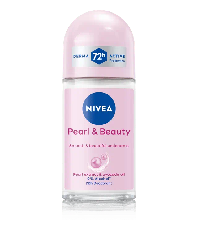Nivea Pearl and Beauty Deo Roll On With Pearl Extracts & Avocado Oil 48 H Smooth & Beautiful Underarms 0% Alcohol | Grocsy
