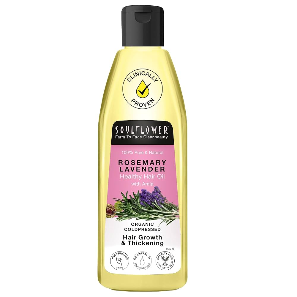 Soulflower Pure & Natural Rosemary Lavender Healthy Hair Oil | Grocsy