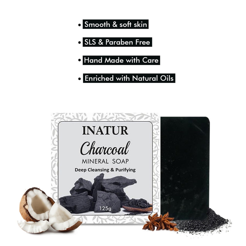 Inatur Charcoal Mineral Soap Deep Cleansing & Purifying | Grocsy