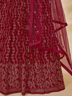 Myra Maroon Georgette Embroidered Designer Lehenga | Grocsy