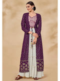 Myra Purple Jacket Style Sharara Suit | Grocsy