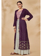 Myra Purple Jacket Style Sharara Suit | Grocsy