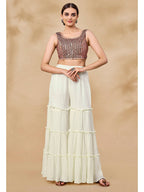 Myra Maroon Jacket Style Sharara Suit | Grocsy