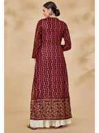 Myra Maroon Jacket Style Sharara Suit | Grocsy