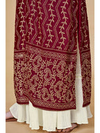 Myra Maroon Jacket Style Sharara Suit | Grocsy