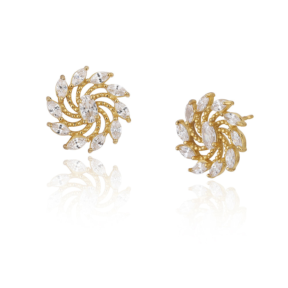 Premium Green With Gold-Polished Cz Hoop Earring For Women - Wahe Jewels - Swadesiicart