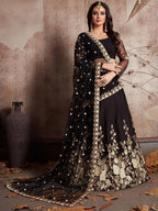 Tulsi Art Black Embroidered Crepe Silk Lehenga Choli | Grocsy