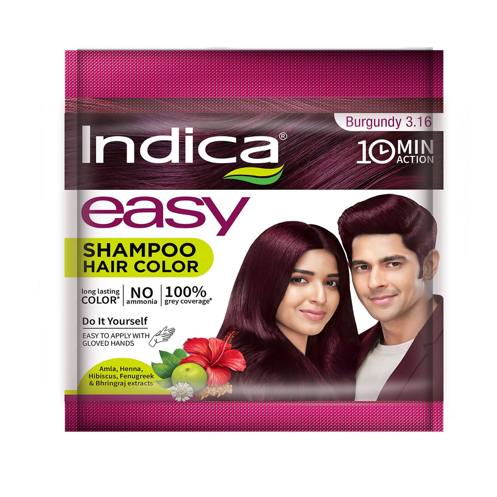 Indica Easy Hair Color Shampoo Burgundy | Grocsy