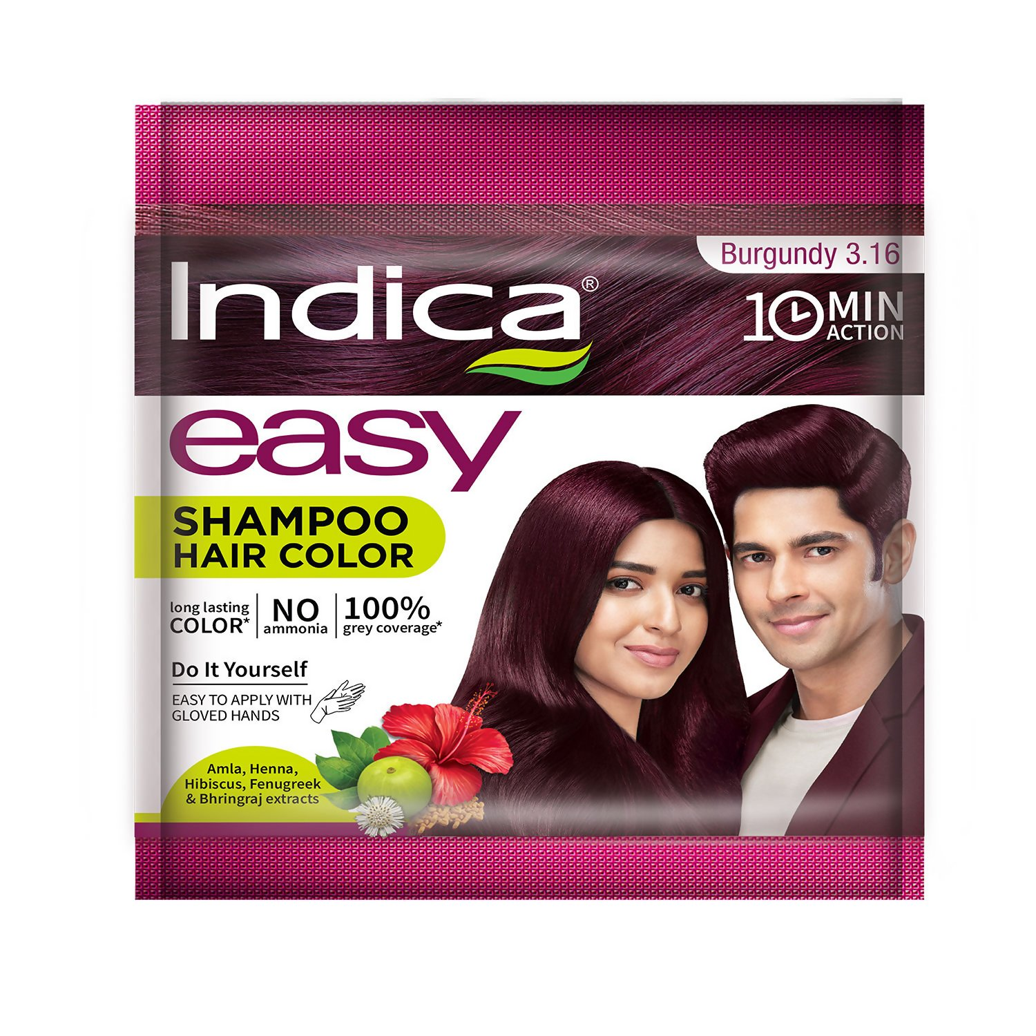 Indica Easy Hair Color Shampoo Burgundy | Grocsy