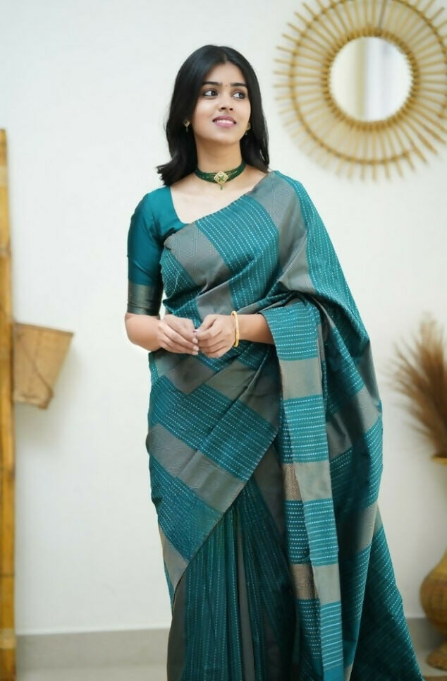 Partywear Designer Morpich Banarasi Silk Fancy Saree - Starwalk | Grocsy