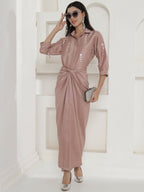 Joban Fashion Rose Gold Tie Knot Skirt Set | Grocsy