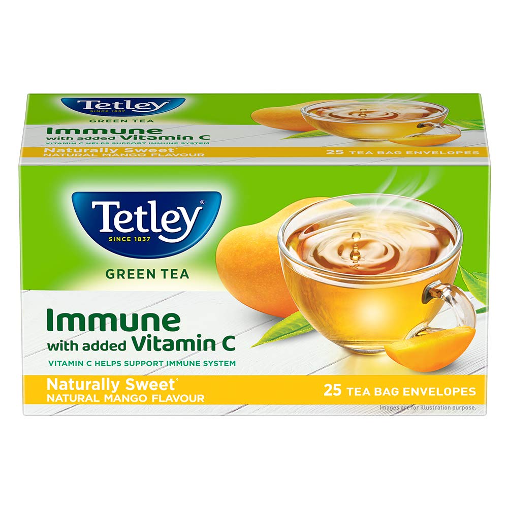 Tetley Green Tea Naturally Sweet Reviving Mango | Grocsy