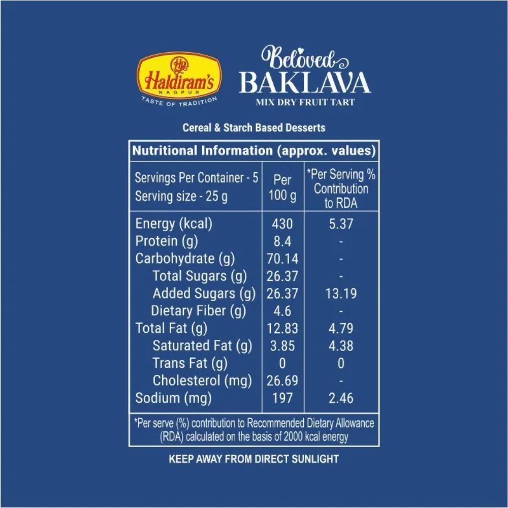 Haldiram's Baklava - Mix Dry Fruit Tart | Grocsy