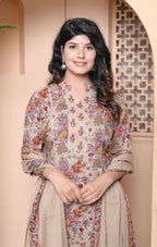 Miravan Womens Multicolor Floral Printed Pure Cotton Kurta And Palazzo With Dupatta Set | Grocsy