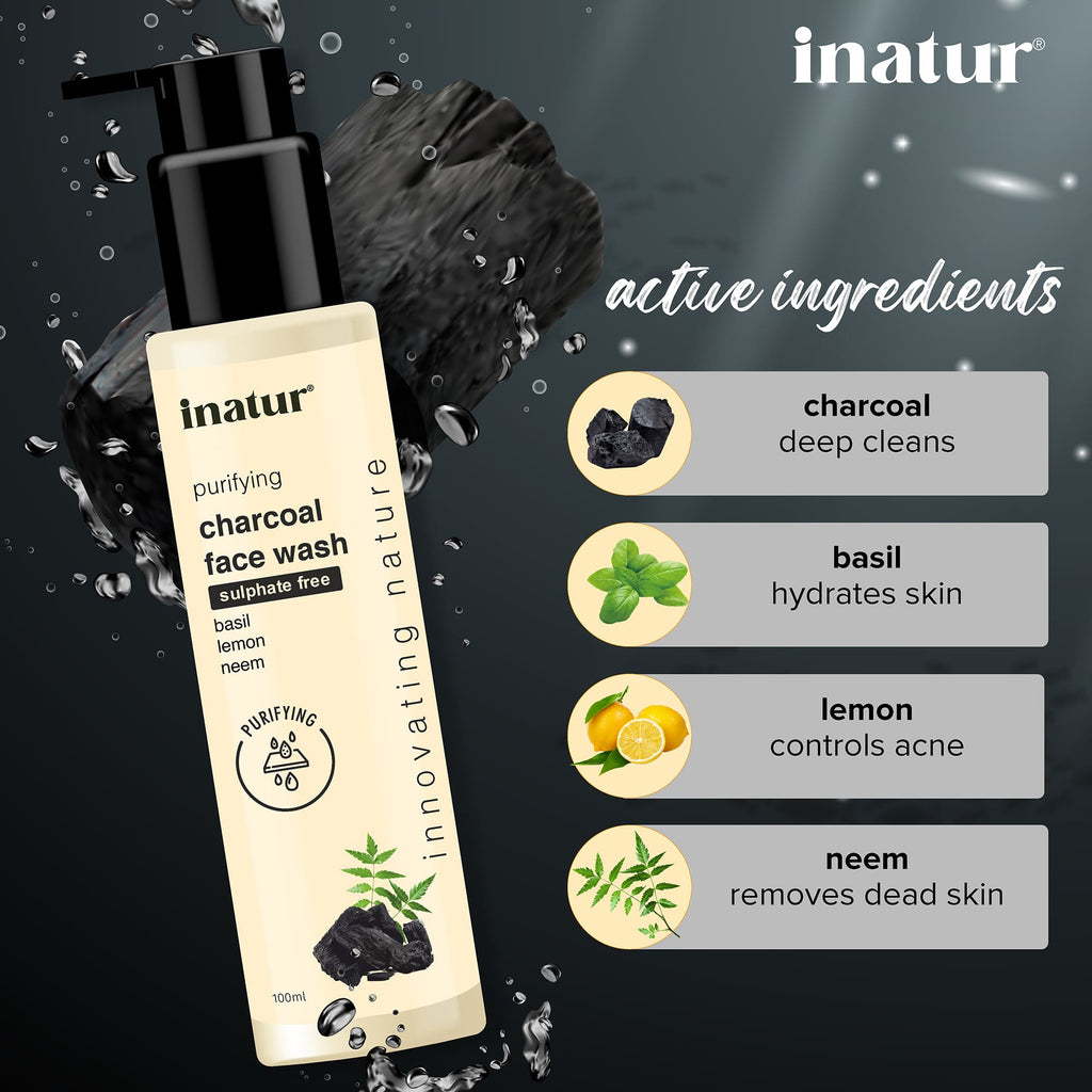 Inatur Charcoal Face Wash | Grocsy