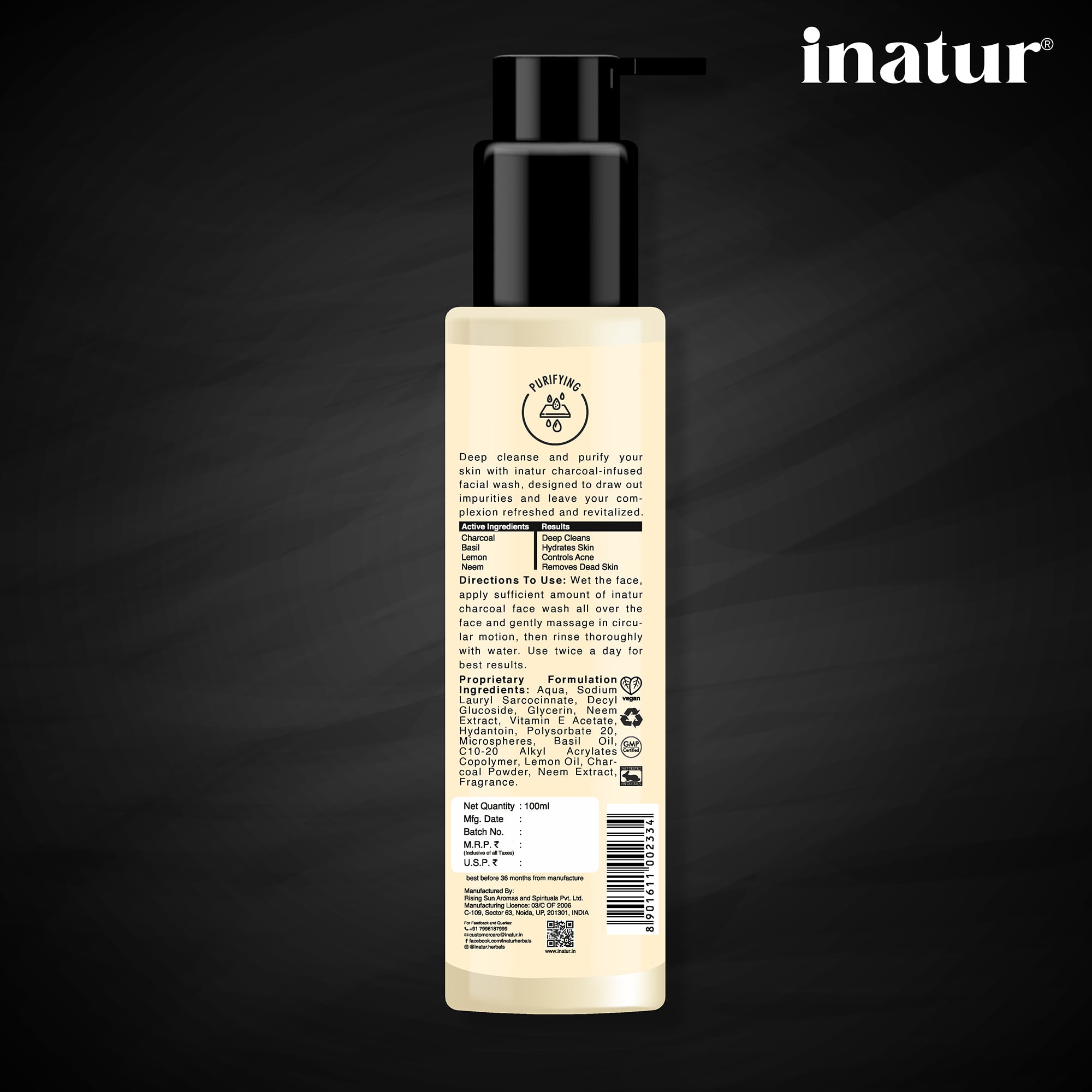 Inatur Charcoal Face Wash | Grocsy