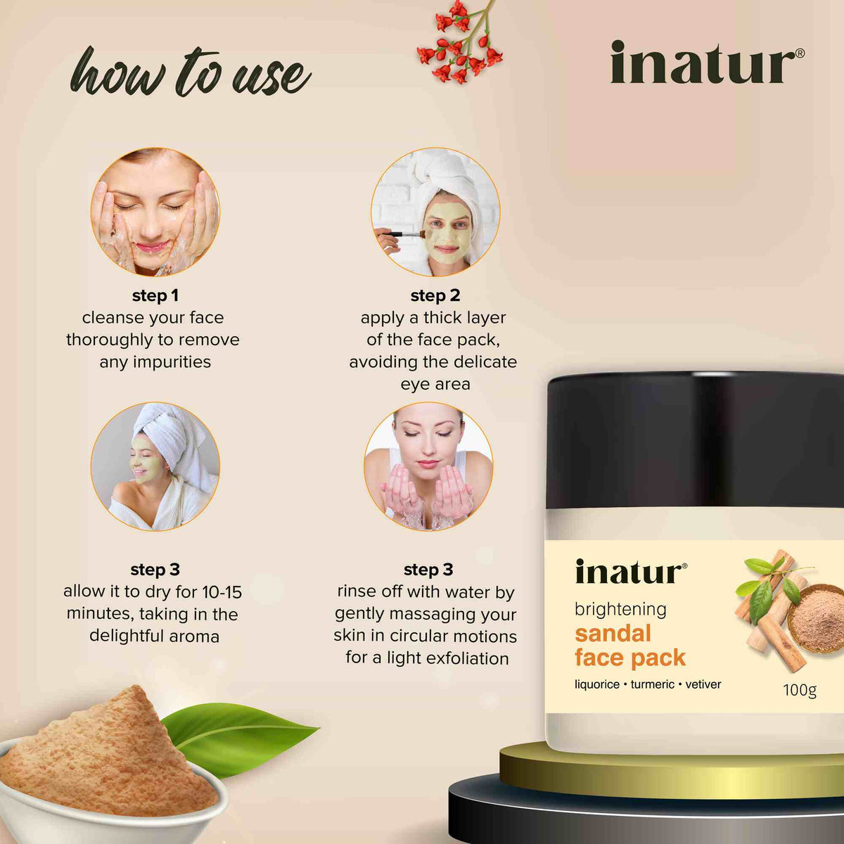 Inatur Sandal Face Pack | Grocsy