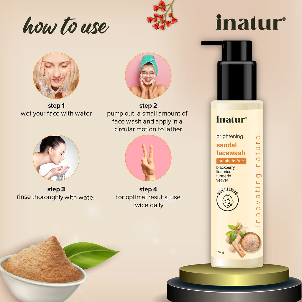 Inatur Sandal Fairness Face Wash | Grocsy