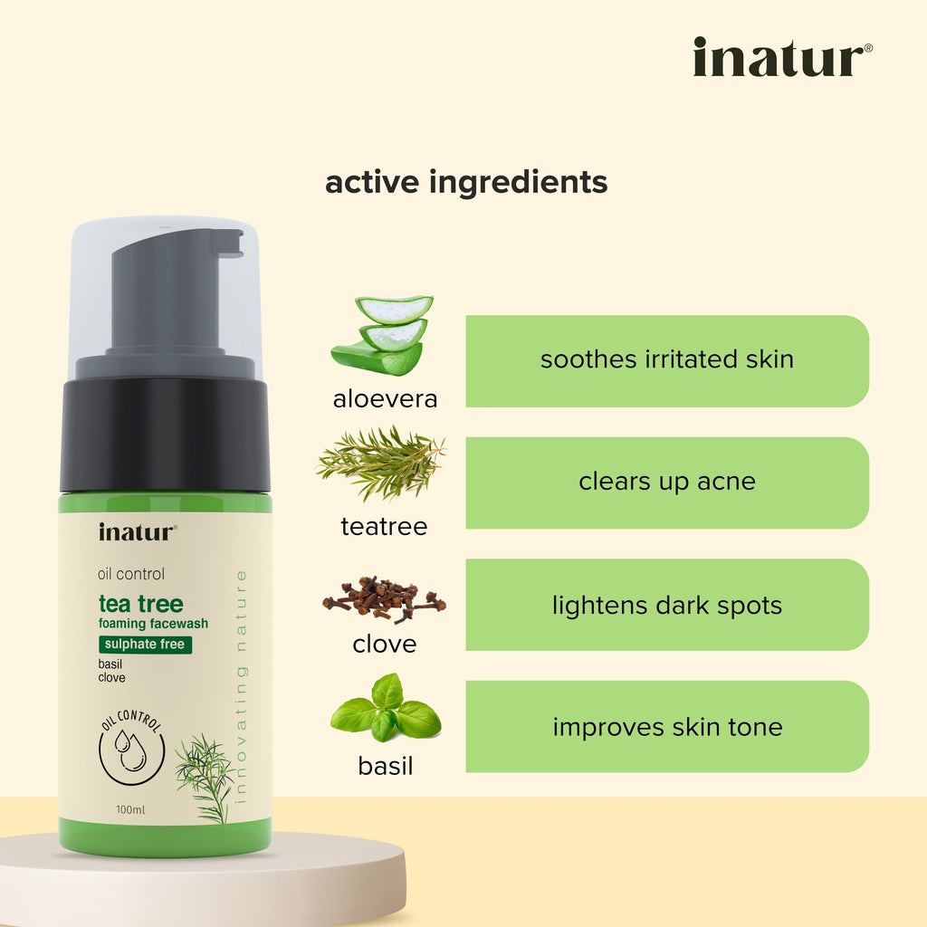 Inatur Tea Tree Foaming Face Wash | Grocsy