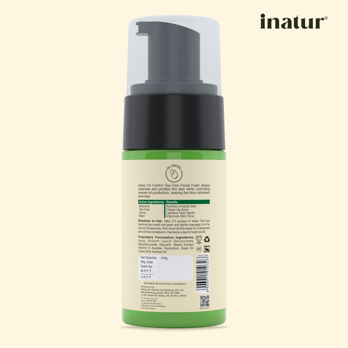 Inatur Tea Tree Foaming Face Wash | Grocsy
