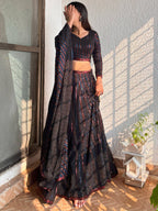 Tulsi Art Incredible Black Sequins Georgette Party Wear Lehenga Choli | Grocsy