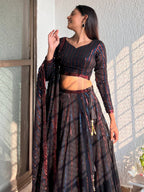 Tulsi Art Incredible Black Sequins Georgette Party Wear Lehenga Choli | Grocsy