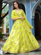 Tulsi Art Incredible Neon Embroidery Silk Event Wear Lehenga Choli With Dupatta | Grocsy