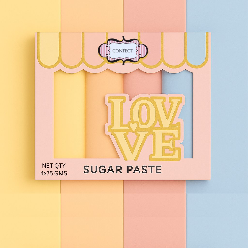 Confect Multipack of Lemon Yellow, Peach, Old rose and Baby Blue Sugarpaste 02 | Grocsy