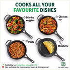 The Indus Valley CASTrong Cast Iron Fry Pan/Skillet, Pre-seasoned, Nonstick, 100% Pure, Toxin-free, Induction,Spatula, 25.4cm, 1.7L, 2.3kg | Grocsy
