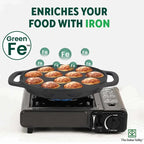 The Indus Valley 12 Pit/Cup CASTrong Cast Iron Kuzhi Paniyaram/Paddu Pan/Appe Maker, Pre-seasoned, 100% Pure, Toxin-free, Spatula, 21 cm, 2.2 kg | Grocsy