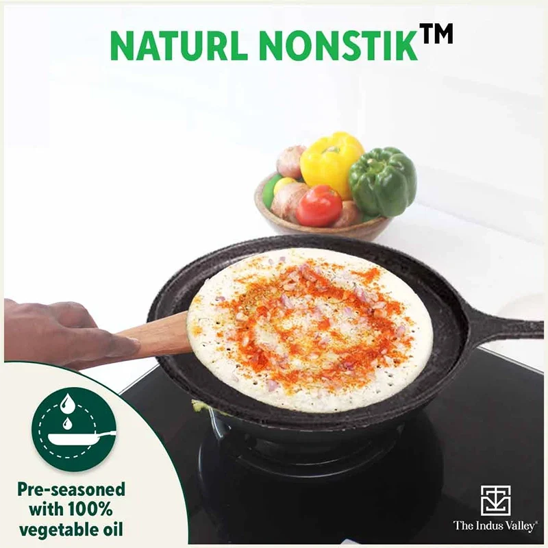 The Indus Valley CASTrong Cast Iron Cookware Set: Tawa+ Kadai (Wok model), Kitchen Set for Home, Pre-seasoned, 100% Pure, Toxin-free, Tadka Pan | Grocsy