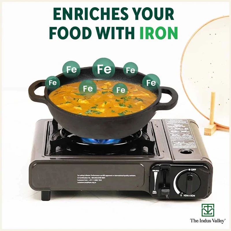 The Indus Valley CASTrong Cast Iron Cookware Set: Tawa+ Kadai, Kitchen Set for Home, Pre-seasoned, 100% Pure, Toxin-free, Induction, Tadka Pan | Grocsy