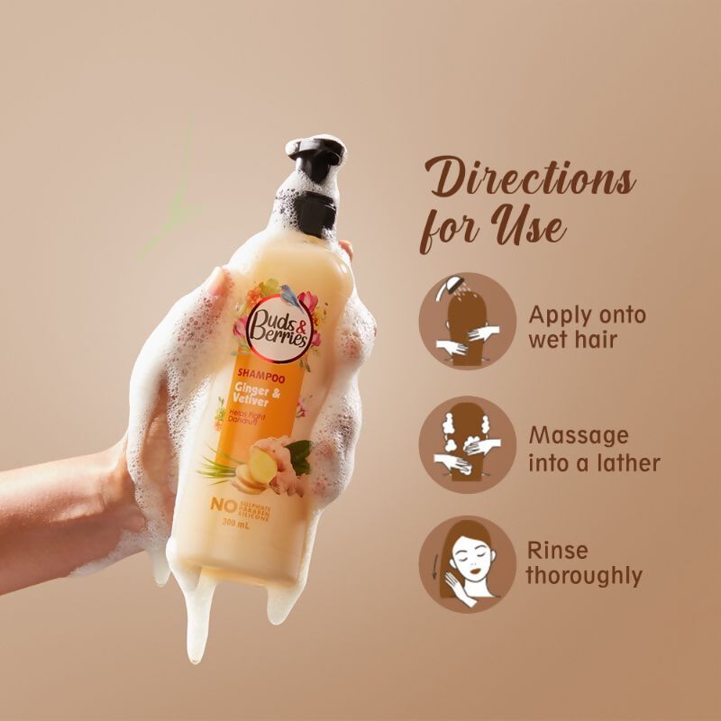 Buds & Berries Ginger & Vetiver Anti Dandruff Shampoo | Grocsy