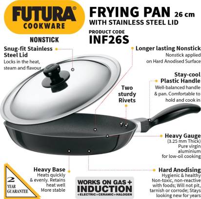 Hawkins Futura Non-stick Frying Pan 26 cm Diameter with Lid 1 L (INF26S) | Grocsy
