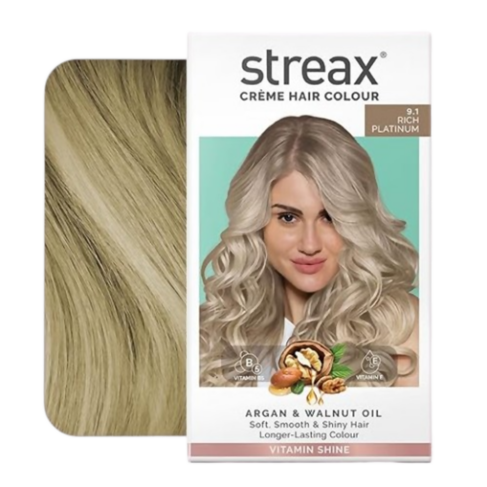 Streax Professional Permanent Hair Colour - 9.1 Rich Platinum | Grocsy