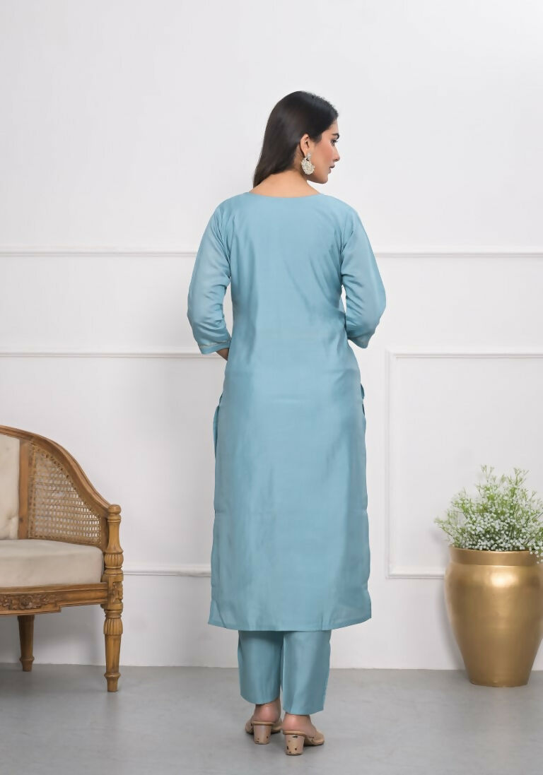Lavender Viscose Silk Embroidery with Thread and sequence Stitched Suit With Dupatta - Tanisha | Grocsy