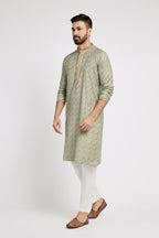 Ethnic India Blue Men's Kurta Floral Polyester | Grocsy