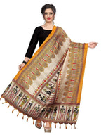 Vamika Mustard Latest Printed Khadi Bhagalpuri Dupatta | Grocsy