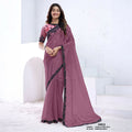 Dark Mauve Crush Pure Silk Sequence With Hand Work Saree With Unstitched Blouse - Norita Swaraa | Grocsy