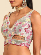 House of Panchhi Grey Organza Sequins and Zarkan embroidery Lehenga choli & Dupatta | Grocsy