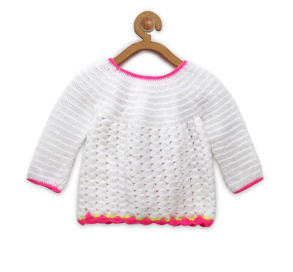 Chutput Kids White Coloured Solid Pullover with Missy Detail | Grocsy